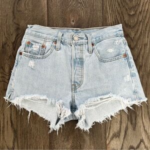 LEVI’S 501 Button Fly Denim Jean Cutoff Shorts Red Tab Size 25